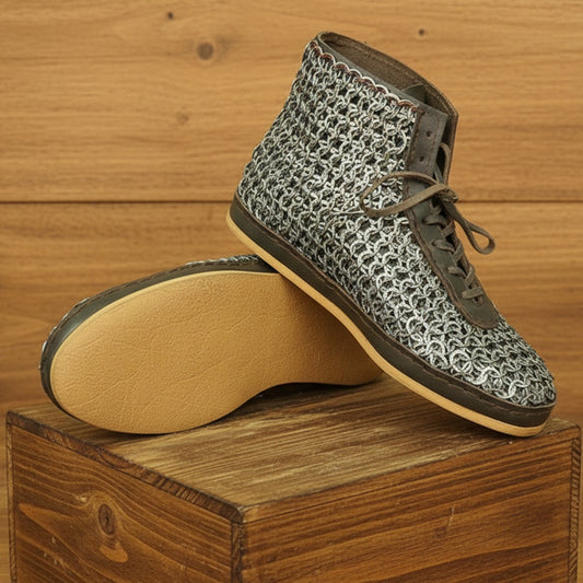 Chainmail Boot – 9mm Flat Ring Riveted Maille Shoes| LARP, Renaissance Boot , Warrior Footwear