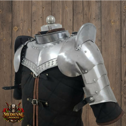 Medieval Knight Armor Gorget Set with Pauldrons – Unisex Shoulder Guard for Adults