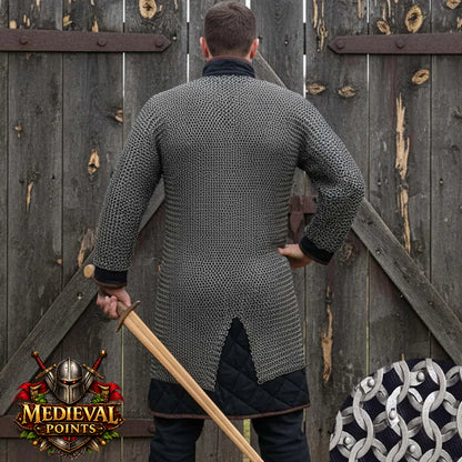9MM Chainmail Hauberk Riveted Mild Steel Chainmail Shirt | Medieval Armor Costume