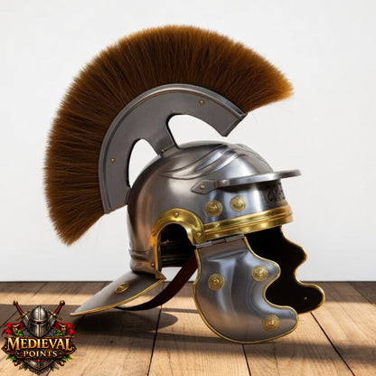 Roman Centurion Helmet : Roman Helmet with Brown Plume