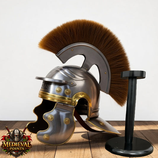 Roman Centurion Helmet : Roman Helmet with Brown Plume