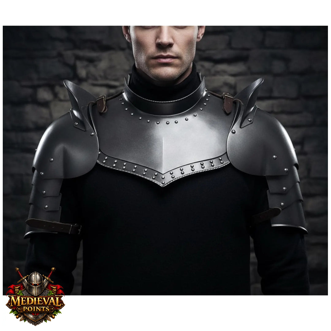 Medieval Knight Armor Gorget Set with Pauldrons – Unisex Shoulder Guard for Adults