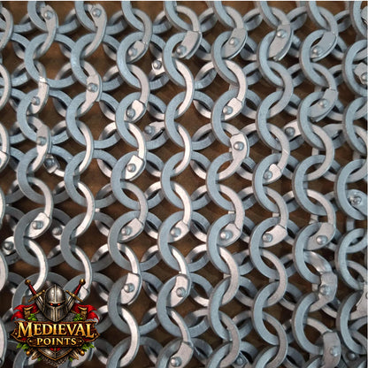 9MM Chainmail Hauberk Front Open Dark Gray Aluminum Riveted Chainmail Shirt | Medieval Armor Costume | LARP Reenactment Hauberk