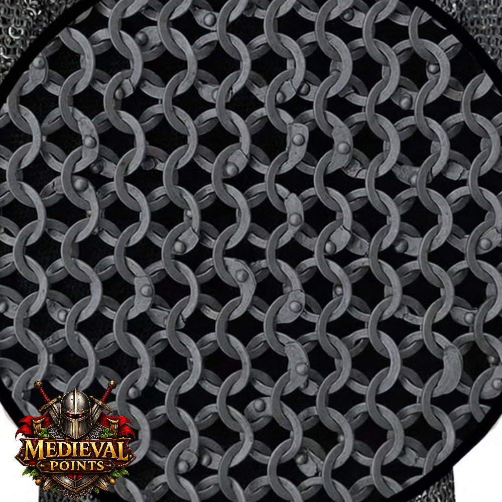 9MM Chainmail Hauberk Front Open Dark Gray Aluminum Riveted Chainmail Shirt | Medieval Armor Costume | LARP Reenactment Hauberk
