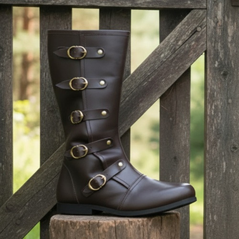 Medieval Leather Boots: Ren Faire Viking Pirate Costume for Halloween Events
