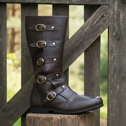 Medieval Leather Boots: Ren Faire Viking Pirate Costume for Halloween Events