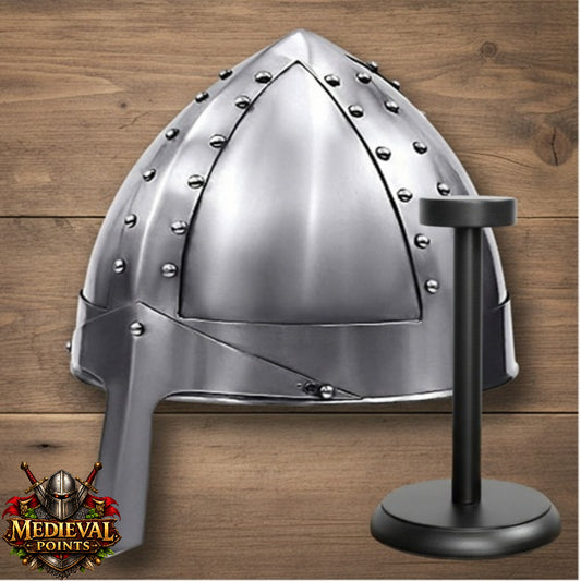 Deluxe Norman Helmet : With Display Stand, Liner and Strap, Medieval Nasal Helmet