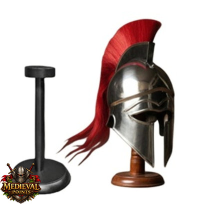 New Corinthian Helmet : Warrior Medieval Helmet with Wooden Stand