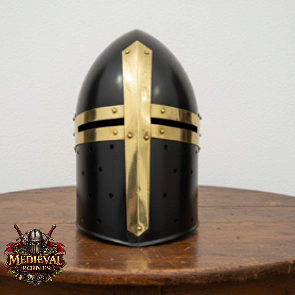 New Suger-loaf Helmet With Wooden Stand  , Crusader Helmet