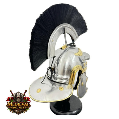 Roman Centurion Helmet with Stand, Centurion Helmet With Black Hair