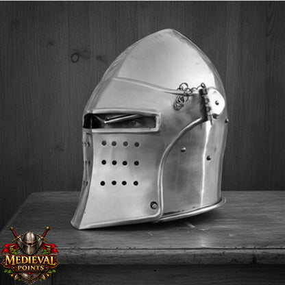 Medieval Barbute Helmet | Barbuta Reenactment Helmet | Stand For Cosplay And Costumes