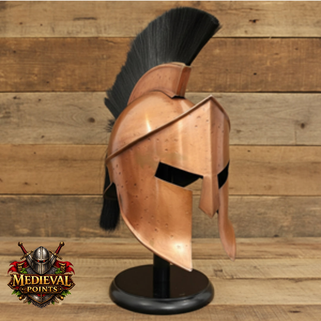 Spartan Helmet : 300 Spartan Costume With Black Plume , Role Play Free Display Stand