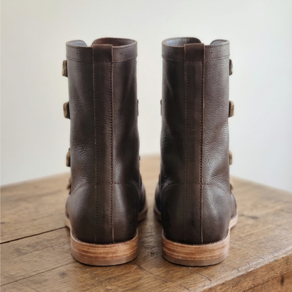 Viking Leather Ankle Boots - Medieval Renaissance Shoes, Handmade LARP Footwear