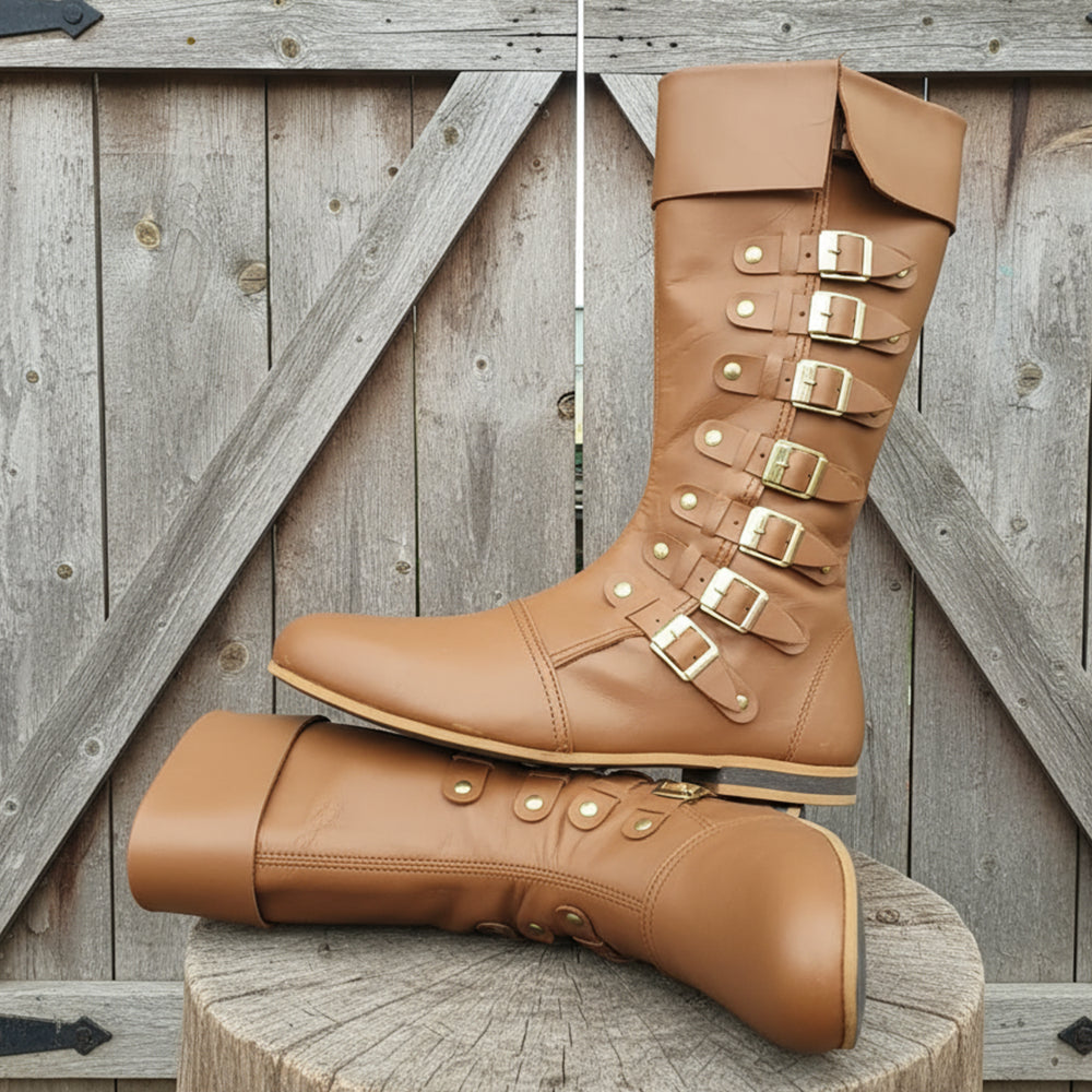 Medieval Leather Boots: Viking Pirate Style Renfaire Boots, Reenactments, Theater, Halloween events