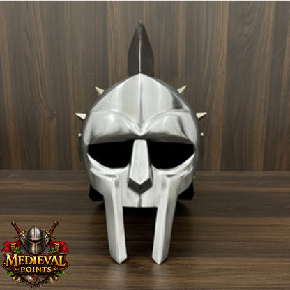 Gladiator Maximus Helmet: for Role Play with Display Stand for Home Office Decor