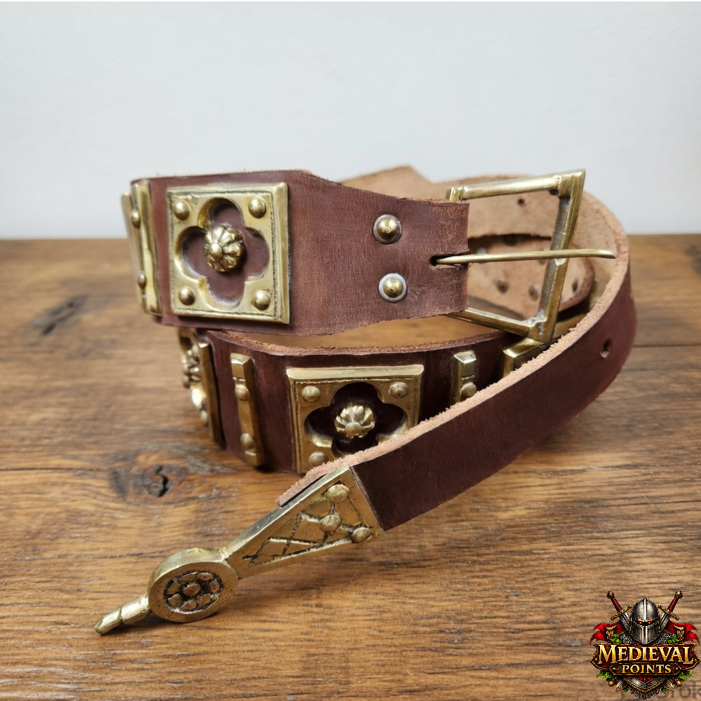 Artisan Medieval Brass & Leather Armor Belt – Renaissance Faire & Historical Costume Accessory