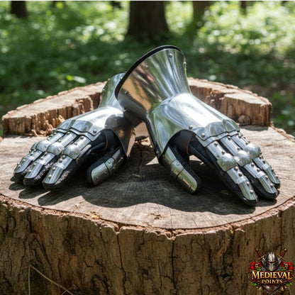 Mild steel Hourglass Gauntlets – 16G Steel Knight Armor Gloves for LARP & Cosplay