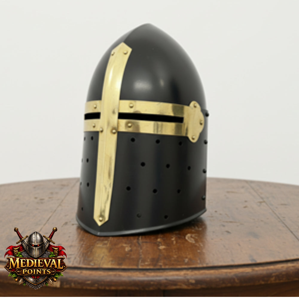 New Suger-loaf Helmet With Wooden Stand  , Crusader Helmet
