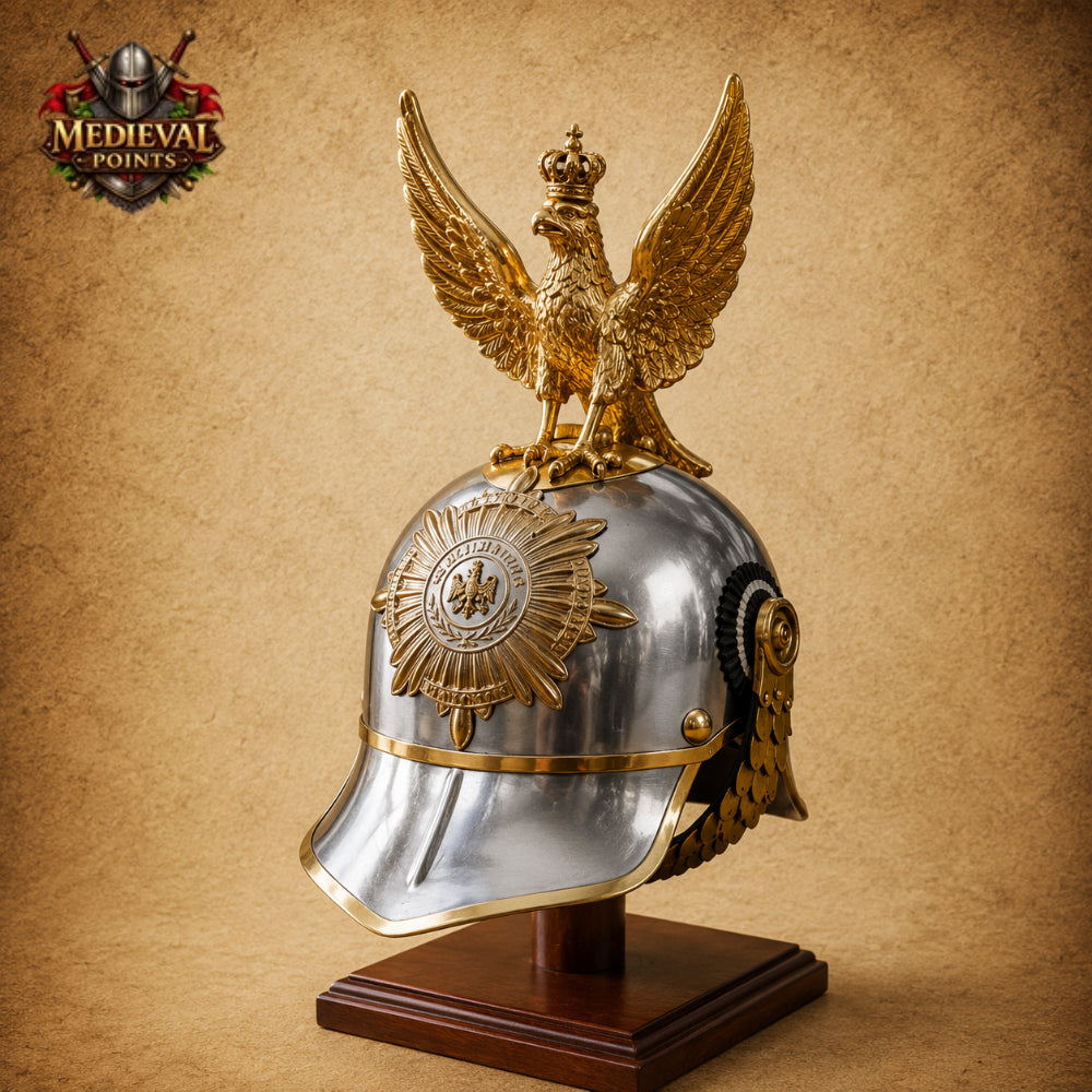 German Imperial Pickelhaube Helmet with Eagle Crest & Spike