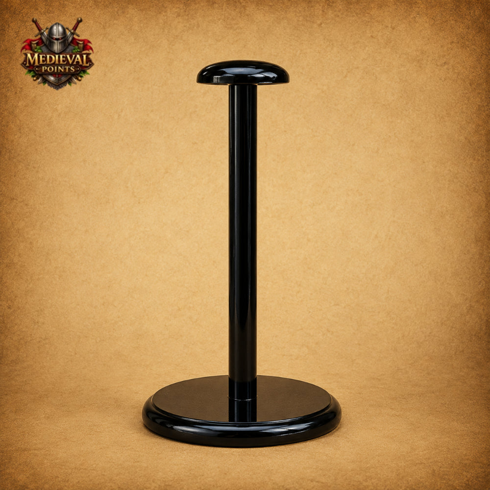 Medieval Crusader Helmet with Wooden Display Stand – Black Knight Great Helm