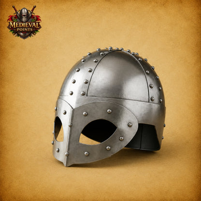 Steel Viking Norse Spectacle Helmet with Wooden Display Stand