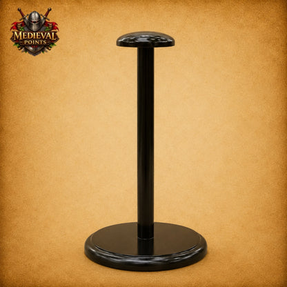 Medieval Achilles Troy Black Helmet with Wooden Display Stand