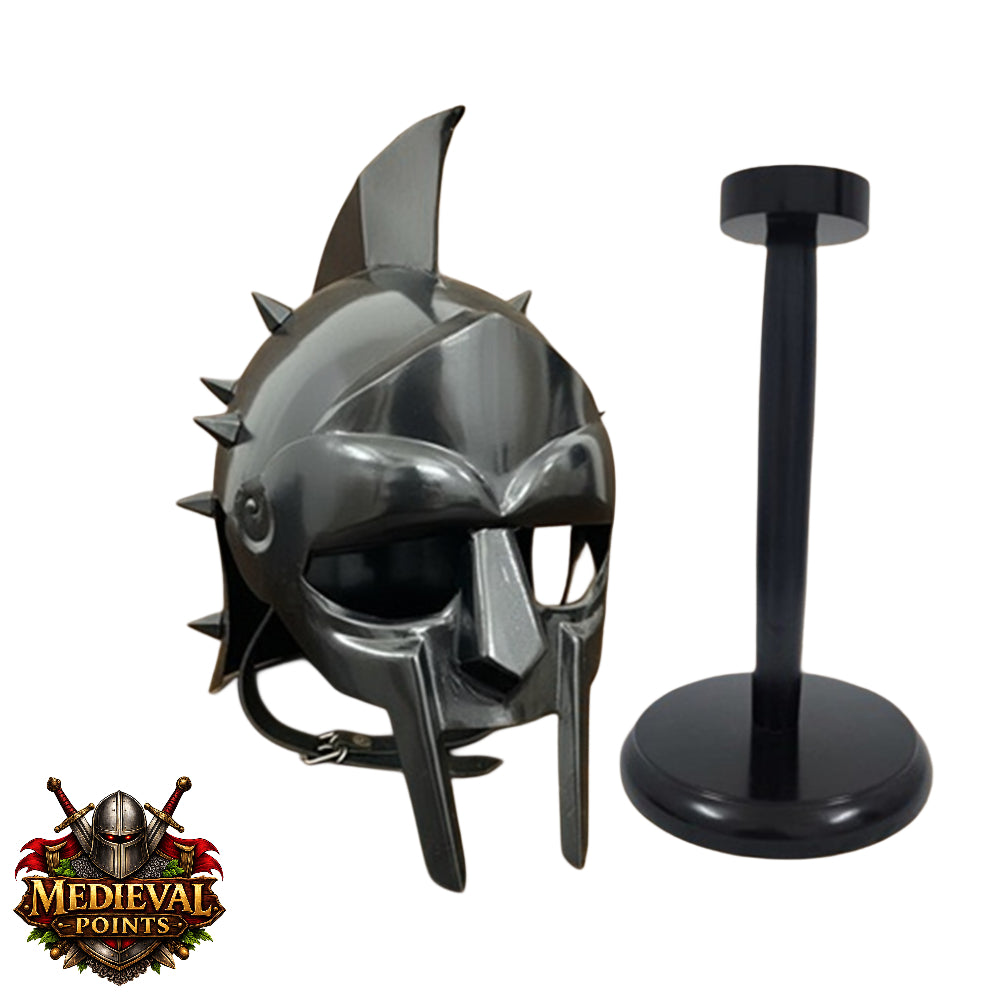 Gladiator Maximus Helmet: for Role Play with Display Stand for Home Office Decor