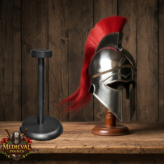 New Corinthian Helmet : Warrior Medieval Helmet with Wooden Stand