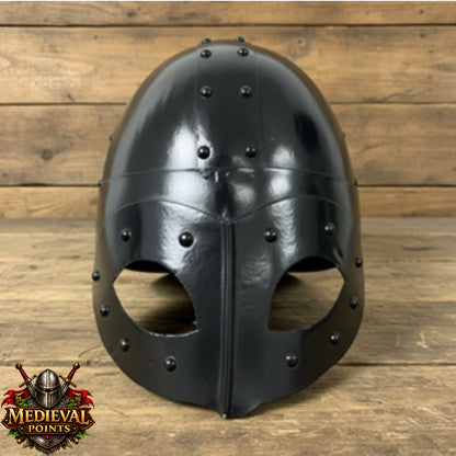 Viking Helmet: Gjermundbu Helmet , Warrior Costume wooden stand