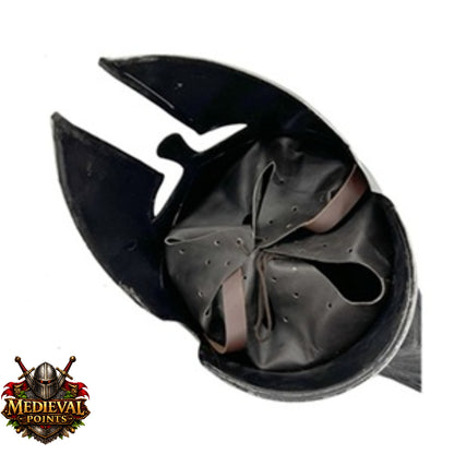 Silver Corinthian Helmet : Warrior Medieval Helmet with Wooden Stand
