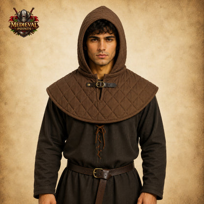 Medieval Quilted Cotton Padded Coif – Protective Arming Hood for Steel Helmets, Viking Knight, LARP & Reenactment Gear