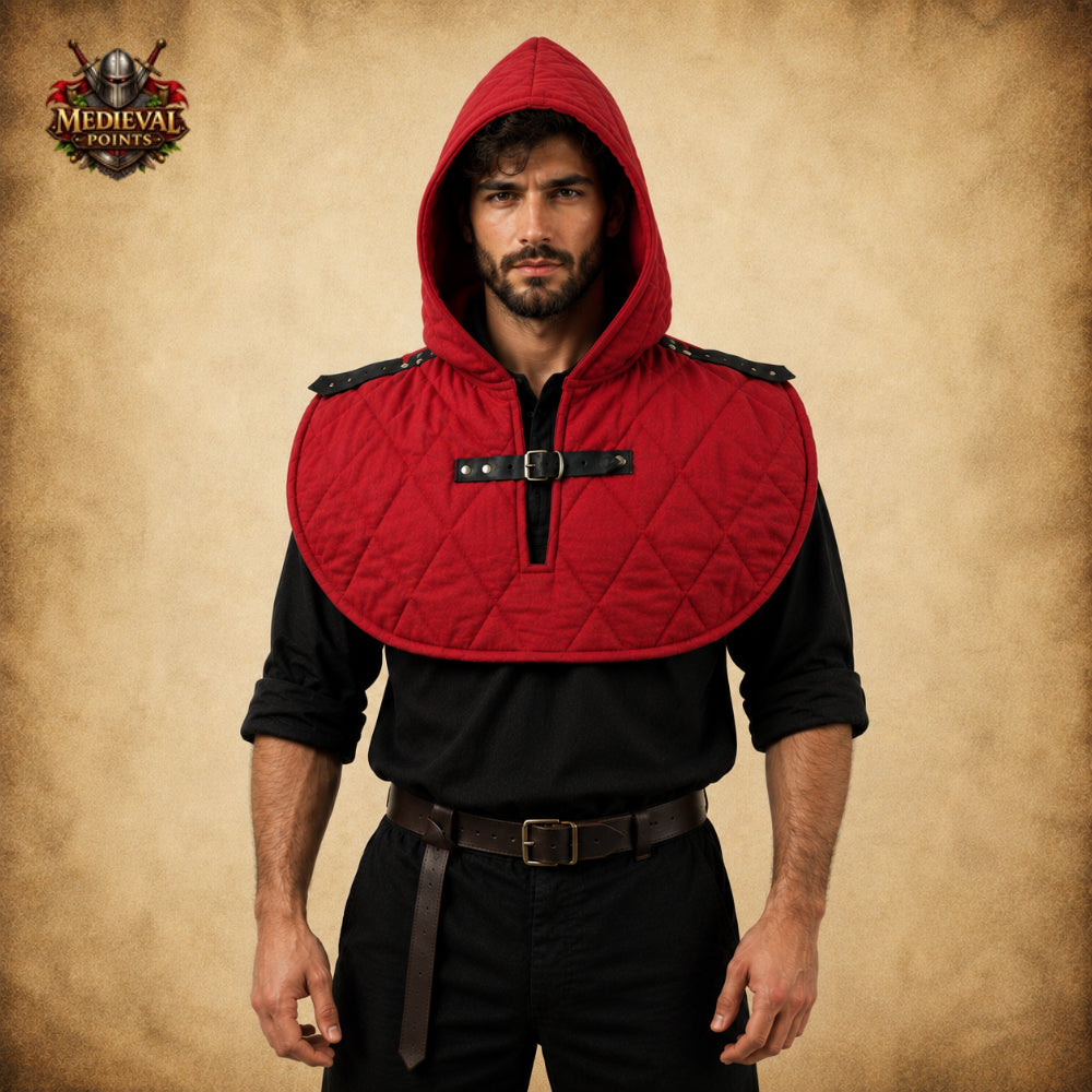 Medieval Quilted Padded Coif Hood – Cotton Gambeson Arming Cap for LARP, HEMA, SCA & Reenactment Armor