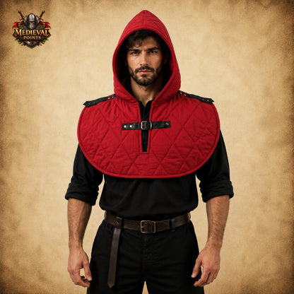 Medieval Quilted Padded Coif Hood – Cotton Gambeson Arming Cap for LARP, HEMA, SCA & Reenactment Armor