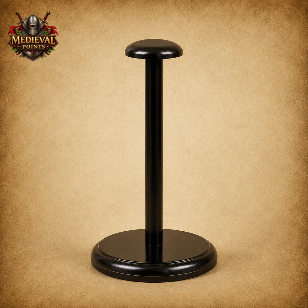 Crusader Knight Helmet Replica with Wooden Display Stand | Medieval Steel Armor