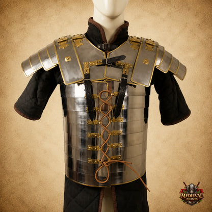 Roman Lorica Segmentata Armor | 18 Gauge Steel with Brass Trim | Roman Legionary Armor | LARP, Reenactment & Cosplay Costume