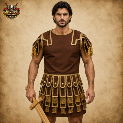 Roman Subarmalis Tunic – & Gold Gladiator Costume, Padded Roman Warrior Armor for LARP, Reenactment & Renaissance Fair