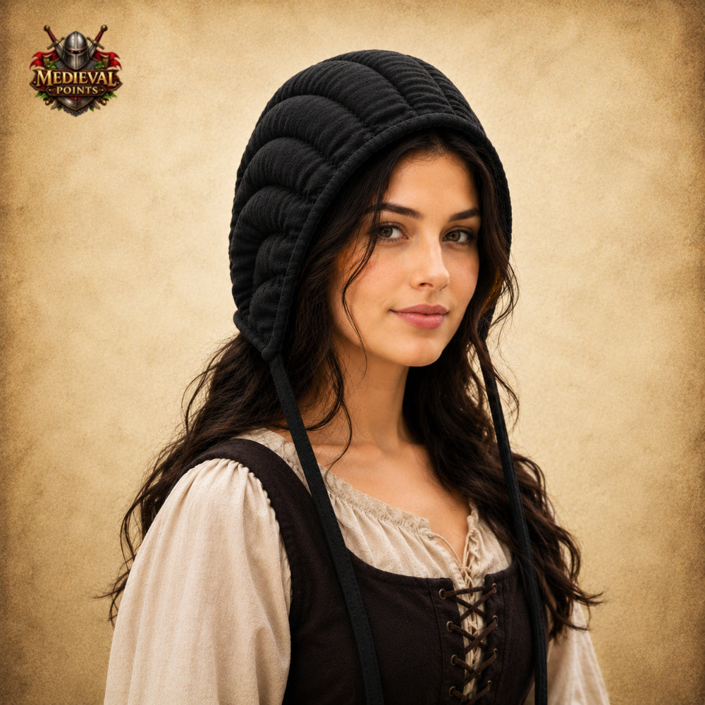 Medieval Quilted Padded Arming Cap – Cotton Armor Coif for LARP, HEMA, SCA, Reenactment & Renaissance Faire