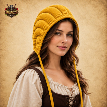 Medieval Quilted Padded Arming Cap – Cotton Armor Coif for LARP, HEMA, SCA, Reenactment & Renaissance Faire