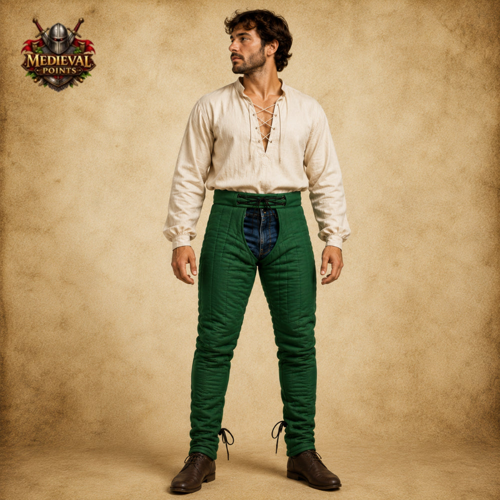 Medieval Quilted Padded Cotton Leggings – SCA Armor Chausses for Wearing Under Gambeson, Chainmail Hauberk, LARP, Reenactment & Halloween Events