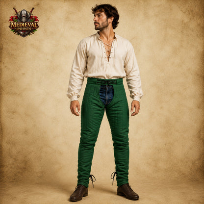 Medieval Quilted Padded Cotton Leggings – SCA Armor Chausses for Wearing Under Gambeson, Chainmail Hauberk, LARP, Reenactment & Halloween Events