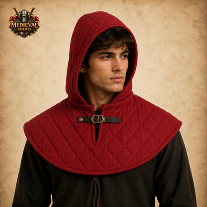Medieval Quilted Cotton Padded Coif – Protective Arming Hood for Steel Helmets, Viking Knight, LARP & Reenactment Gear