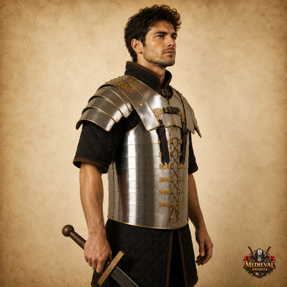 Roman Lorica Segmentata Armor | 18 Gauge Steel with Brass Trim | Roman Legionary Armor | LARP, Reenactment & Cosplay Costume