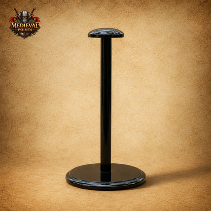 Roman Helmet with Black Plume & Wooden Display Stand