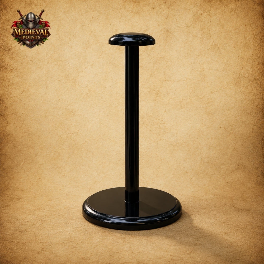 Black & Brass Templar Crusader Helmet with Wooden Display Stand | Medieval Knight Armor