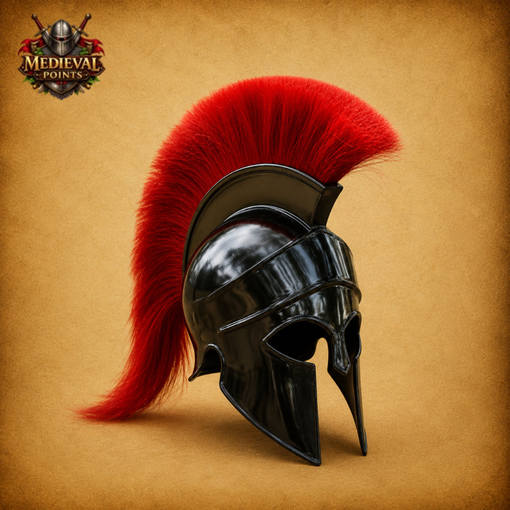 Handmade Greek Corinthian Helmet | Spartan Warrior Steel Helmet  Wooden Stand