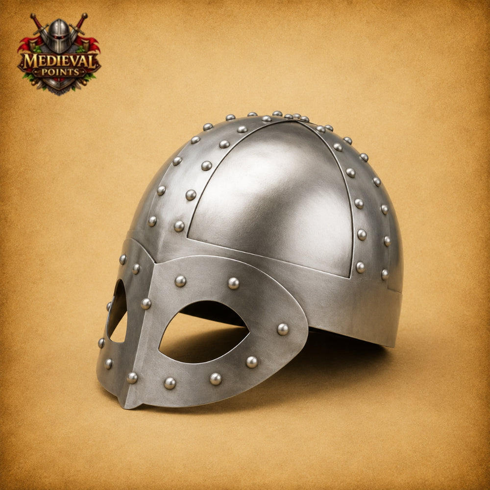 Steel Viking Norse Spectacle Helmet with Wooden Display Stand