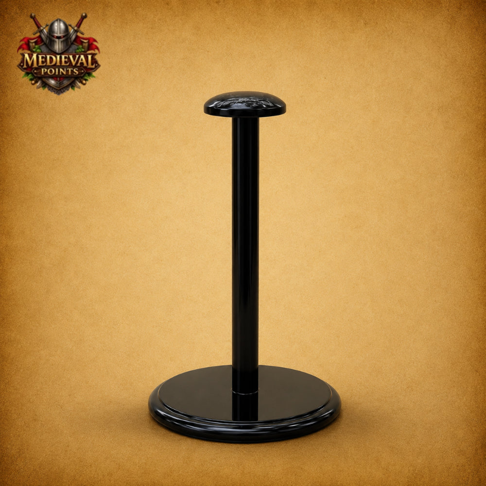 Medieval Kettle Hat Helmet with Wooden Display Stand – 18 Gauge Steel