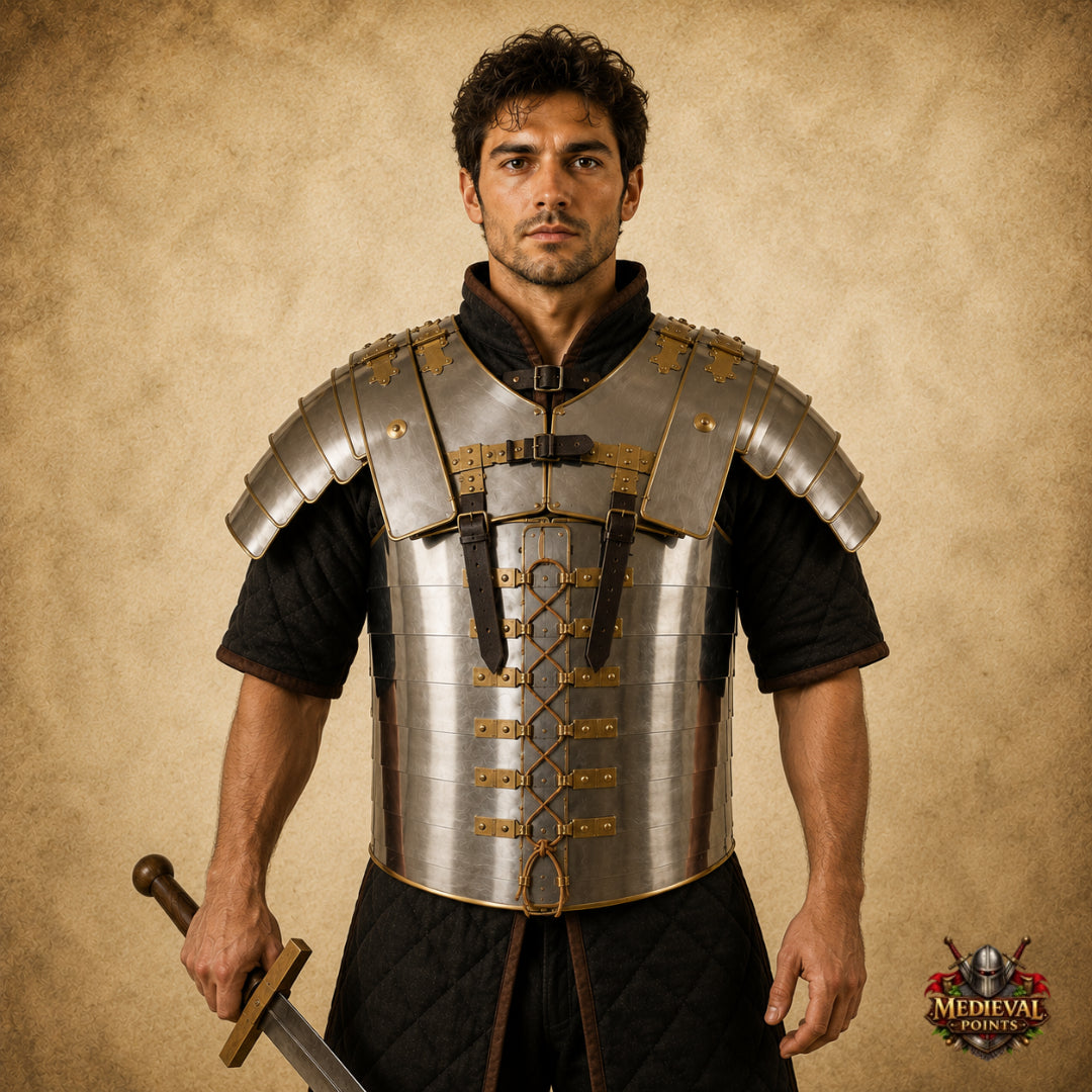Roman Lorica Segmentata Armor | 18 Gauge Steel with Brass Trim | Roman Legionary Armor | LARP, Reenactment & Cosplay Costume