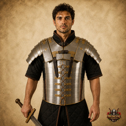 Roman Lorica Segmentata Armor | 18 Gauge Steel with Brass Trim | Roman Legionary Armor | LARP, Reenactment & Cosplay Costume