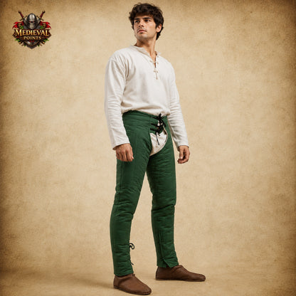 Medieval Cotton Chausses – Padded Leggings for SCA Armor, Gambeson & Maille Hauberk
